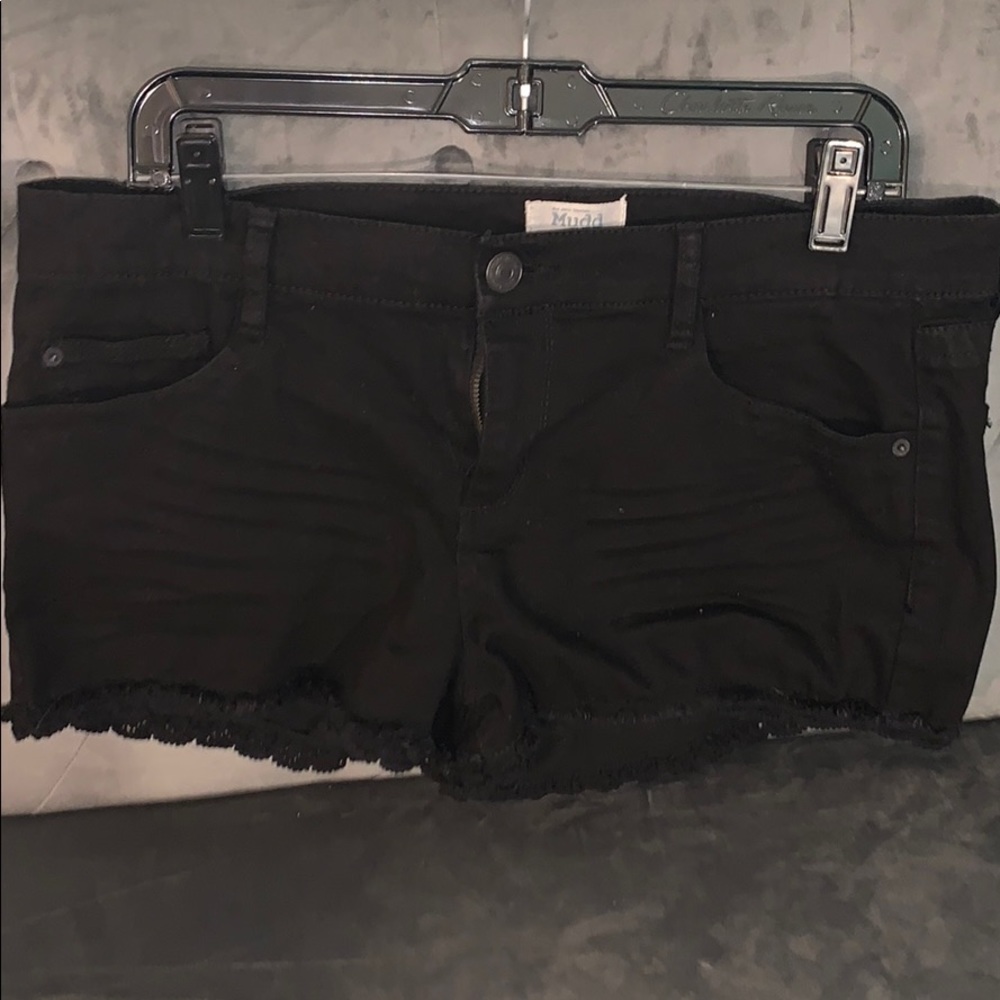 black denim shorts